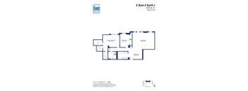 the typical floor plan of the 2 bed 2 bath 1 floor plan