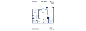 the floor plan of 2 bed 2 bath o