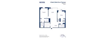 the floor plan of 2 bed 2 bath enw terrace