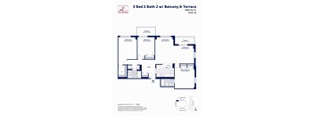 3 Bed 2 Bath J with Balcony and Terrace