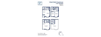 a floor plan of three bed 3 bath townhouse cc terrace