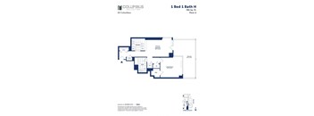 the typical floor plan of a 1 bed 1 bath house