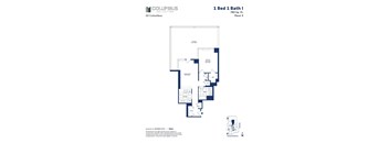 a floor plan of a 1 bed 1 bath apartment