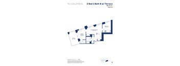 the floor plan of 2 bed 1 bath bw terrace