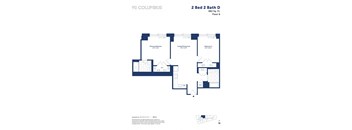the floor plan of 2 bed 2 bath d