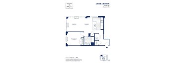 the floor plan of 1 bed 1 bath apartment