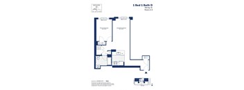 A floor plan for a 1 Bed 1 Bath D apartment.