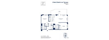 A floor plan for a 2 Bed 2 Bath apartment with a terrace.
