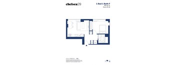 A floor plan for a 1 Bed 1 Bath F apartment.