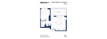 A floor plan for a 1 Bed 1 Bath apartment.