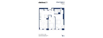 A floor plan for a 2 Bed 1 Bath apartment.