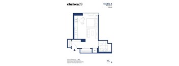 A blueprint of Studio A, a 467 square foot floor plan.