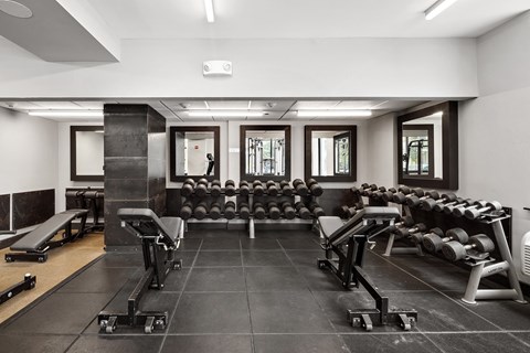 a view of the weights room in the fitness center