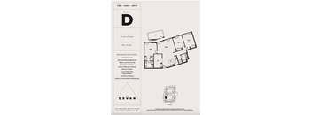 A floor plan for a 3 bedroom, 2 bathroom apartment at The Devan.