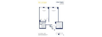 the floor plan of the gotham 1 bed 1 bath