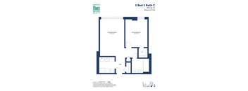 A floor plan for a 1 Bed 1 Bath apartment.