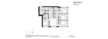 the floor plan of 4 bed 3 bath a