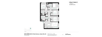 the floor plan of 4 bed 3 bath e