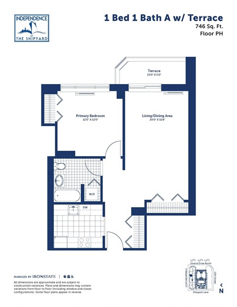 a floor plan of a unit with a bedroom and a bathroom