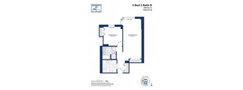 A floor plan for a 1 Bed 1 Bath D apartment at Independence The Shipyard.