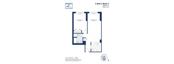 the floor plan of 1 bed 1 bath