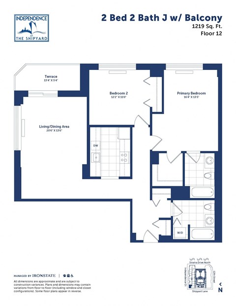 the floor plan of 2 bed 2 bath 3 waldorf residences