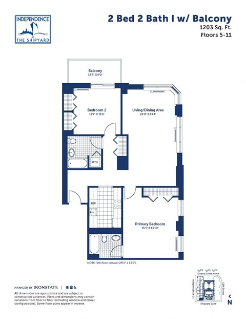 the floor plan of 2 bed 2 bath ii