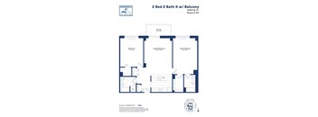 the floor plan of 2 bed 2 bath k k w