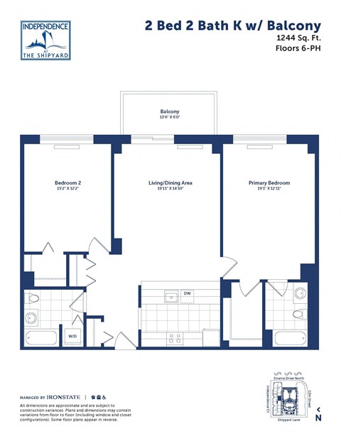 the floor plan of 2 bed 2 bath k k w