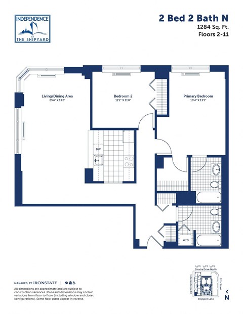the floor plan of 2 bed 2 bath n