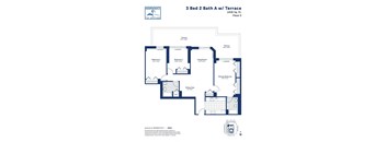 the floor plan of 3 bed 2 bath a wa terrace