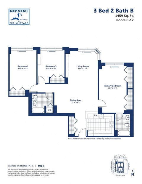 the floor plan of 3 bed 2 bath b