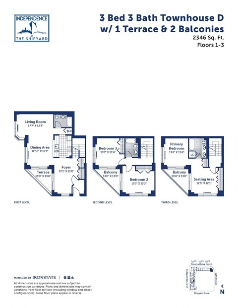 the floor plan of the three bedroom d villa with terrace and 2 bedrooms