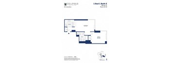 A floor plan for a 1 Bed 1 Bath apartment.