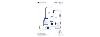 A floor plan for a 1 Bed 1 Bath Q by Columbus Collection.