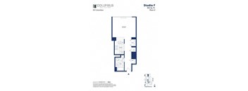 A floor plan for Studio F in the 50 Columbus Collection.