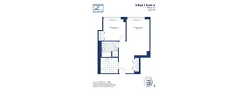 a floor plan of a 1 bed 1 bath condo