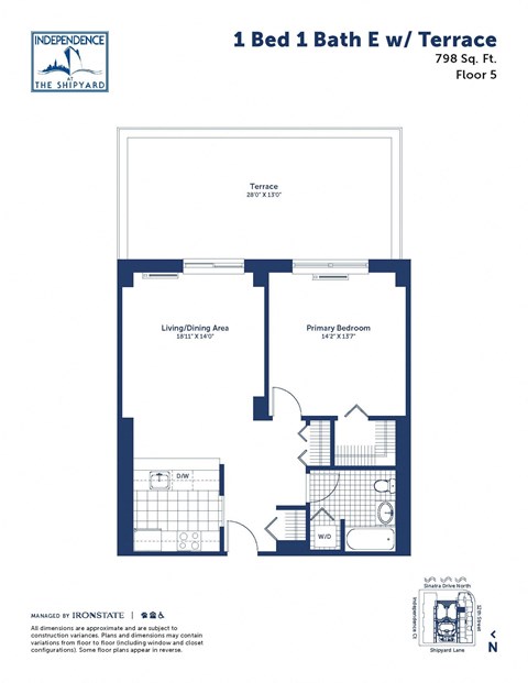 a floor plan of a unit with a bedroom and a bathroom