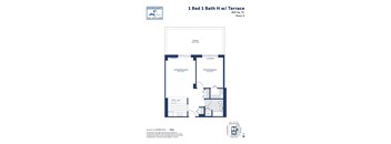 a floor plan of a unit with a bedroom and a terrace