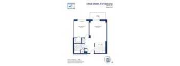a floor plan of a 1 bed 1 bath condo