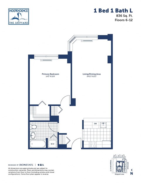 a floor plan of a 1 bed 1 bath floor plan