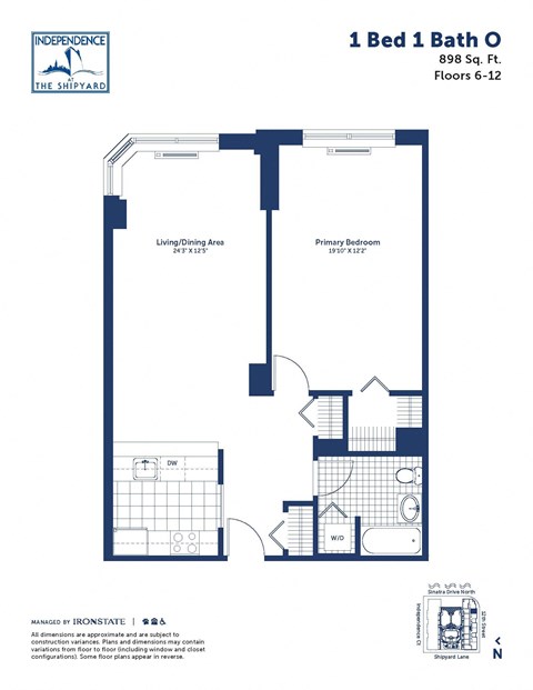 a floor plan of a unit with a bedroom and a bathroom