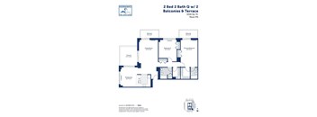 the floor plan of 2 bed 2 bath a w2 bathrooms and a terrace