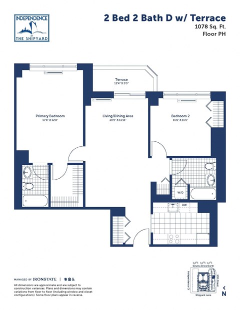 the floor plan of 2 bed 2 bath dfw tx