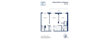 the floor plan of 2 bed 2 bath 1 waldorf residences
