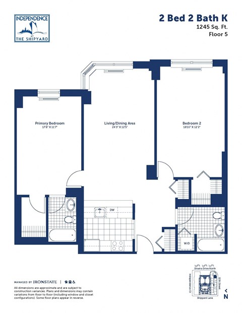 a floor plan of a 2 bed 2 bath k