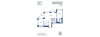the floor plan of 2 bed 2 bath nmw bedroom and terrace