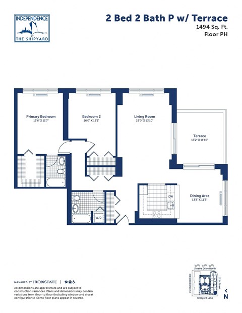 the floor plan of 2 bed 2 bath p wii