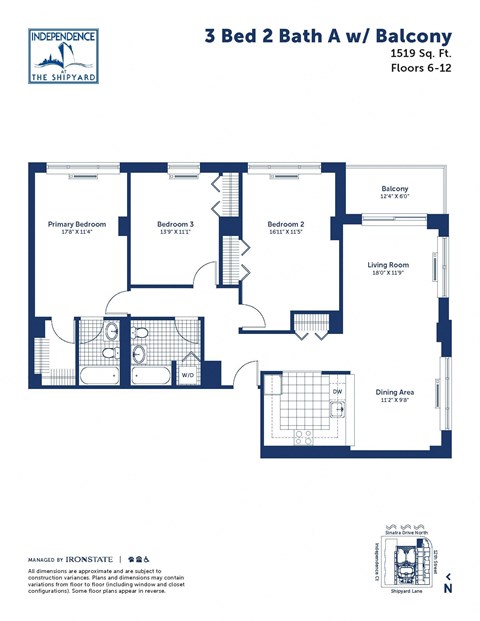 the floor plan of 3 bed 2 bath a w