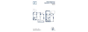 a floor plan of two bedrooms and two baths and a terrace